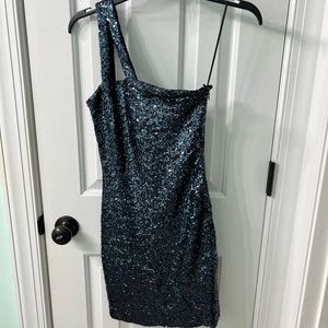 AQUA One Shoulder, Sequin Mini Dress